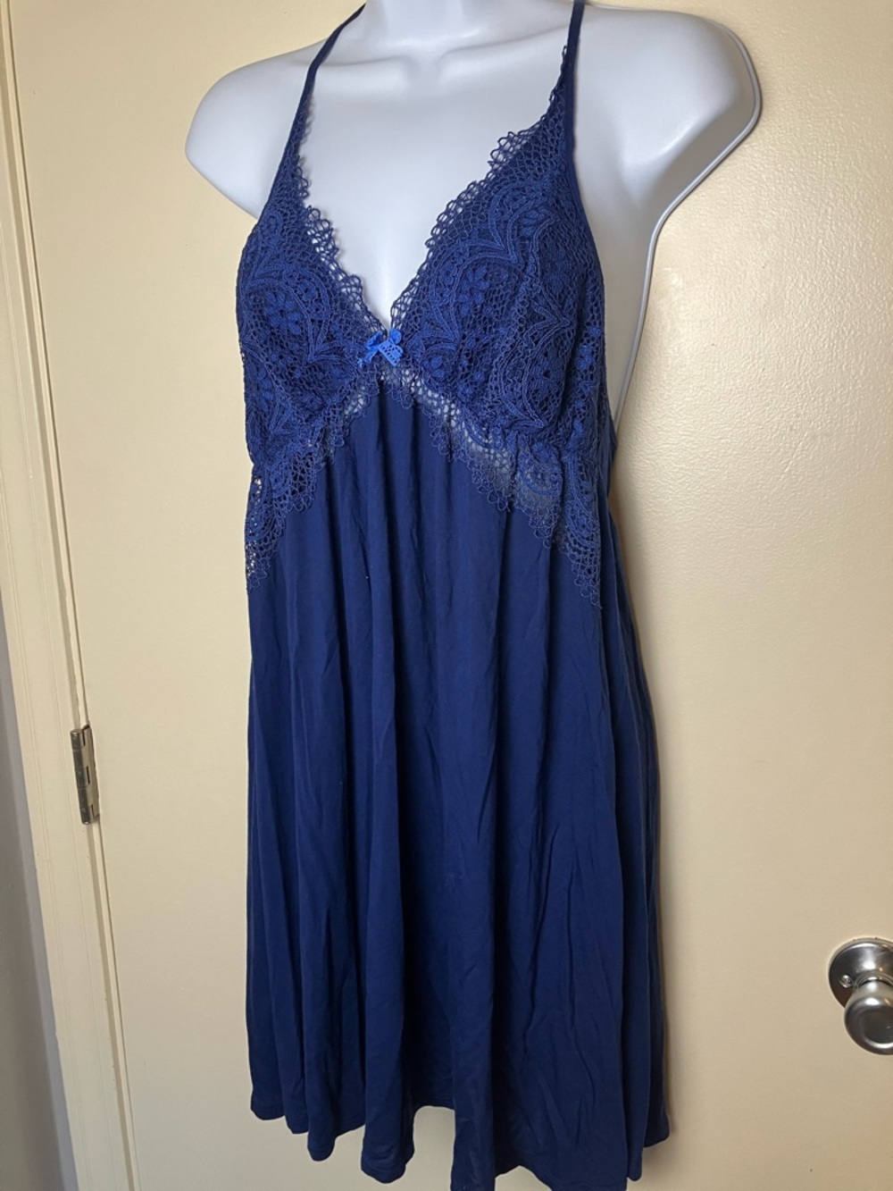 Victoria's Secret Navy Racerback Teddy Chemise‎ Lace Size Large